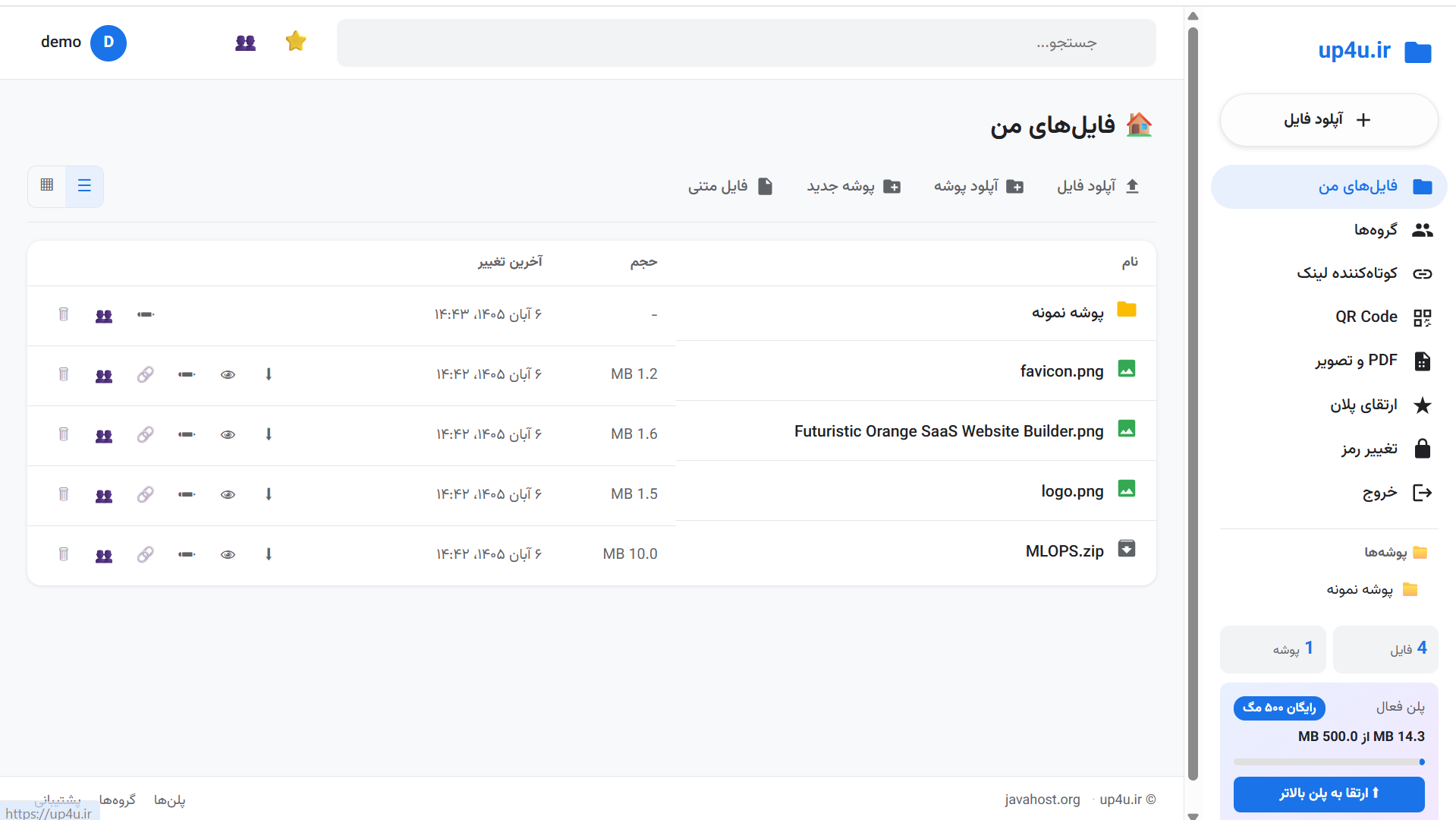 لیست فایل‌ها